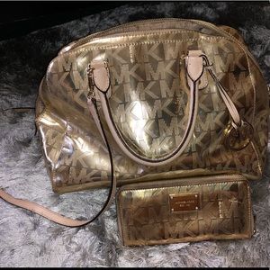 Michael Kors Gold purse and Wallet